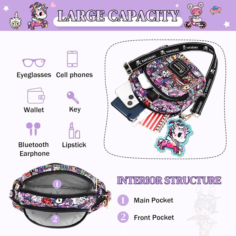 Tokidoki Small Crossbody Purse with Unicorno Keychain Cute Mini Shoulder Bag Wallet Gift for Teen Girls Shopping Travel - Image 3